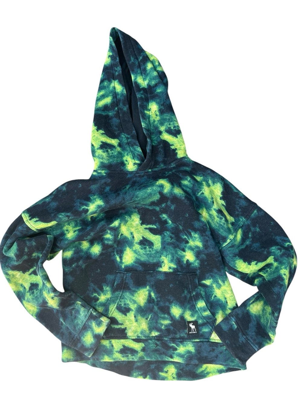 Abercrombie Kids Tie Dye Hoodie Sweatshirt Size 11/12 Green Black